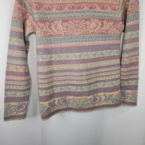 Vintage Teacher Cardigan Embroidered Beaded Sweater Size Small Paisley Cottage - Picture 6 of 6